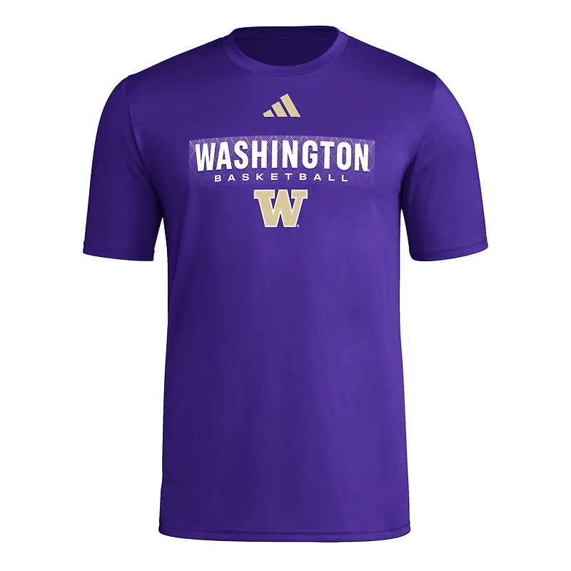 T-shirt adidas violet Washington Huskies Locker On-Court The Fade Pregame AEROREADY pour homme