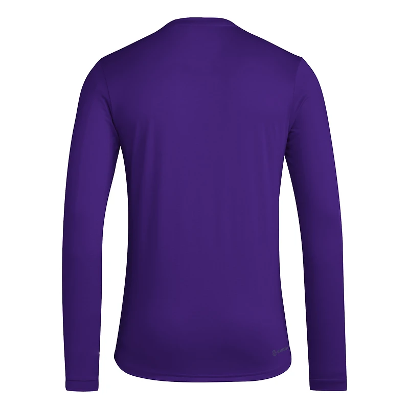 T-shirt d'entraînement de football américain à manches longues violet adidas Washington Huskies pour homme