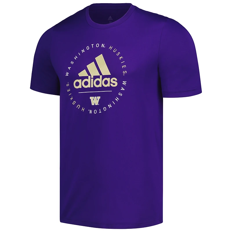 T-shirt d'avant-match adidas Washington Huskies Stripe Up AEROREADY violet pour homme