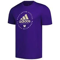 T-shirt d'avant-match adidas Washington Huskies Stripe Up AEROREADY violet pour homme