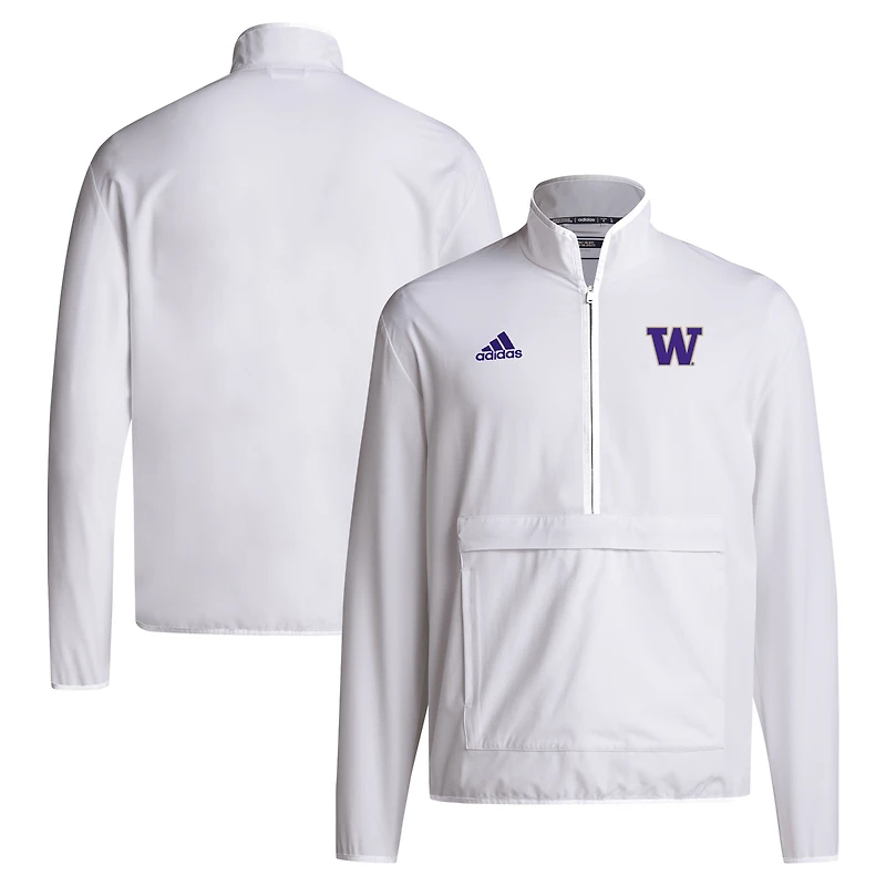 Men's adidas White Washington Huskies 2024 Coaches Sideline Half-Zip Jacket