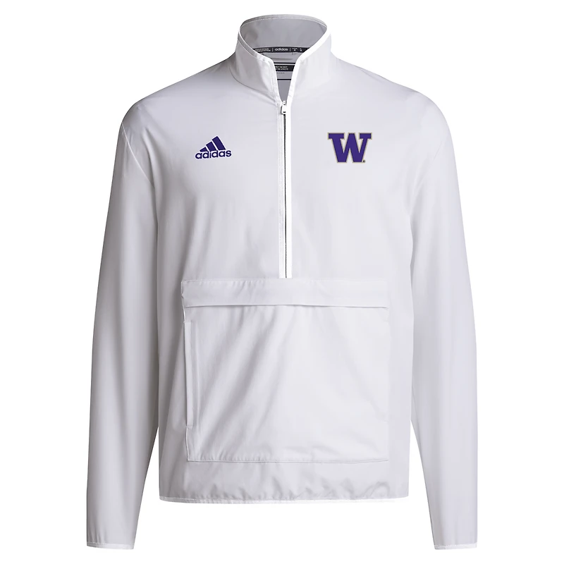 Men's adidas White Washington Huskies 2024 Coaches Sideline Half-Zip Jacket