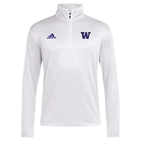 Haut adidas blanc à fermeture éclair quart de tour pour homme Washington Huskies 2024