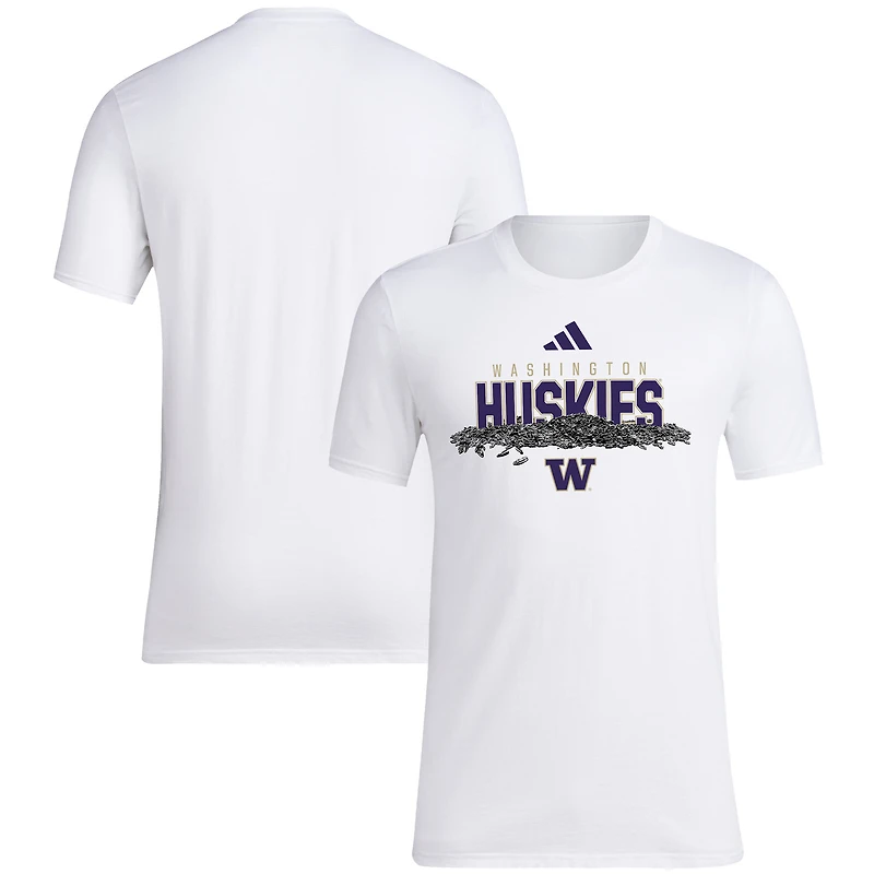T-shirt de baseball adidas pour hommes, blanc, Washington Huskies, graines tournesol