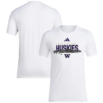 T-shirt de baseball adidas pour hommes, blanc, Washington Huskies, graines tournesol