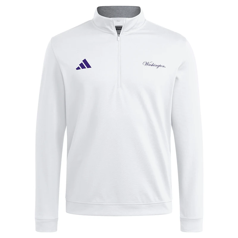 Men's adidas White Washington Huskies Elevated Quarter-Zip Jacket