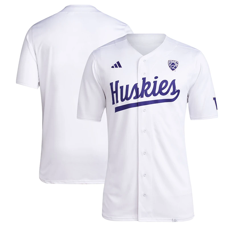 Maillot de baseball l'équipe des Huskies Washington pour hommes, blanc, adidas