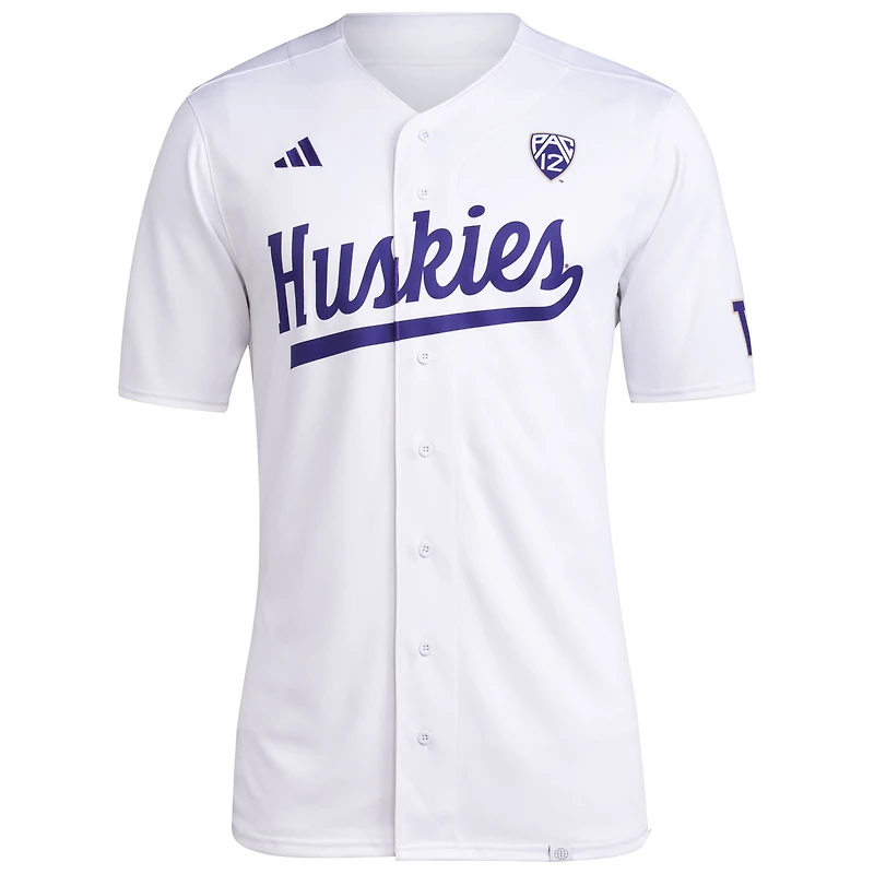 Maillot de baseball blanc adidas Washington Huskies pour homme
