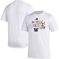 T-shirt d'avant-match adidas x Rich Mnisi Pride Collection pour hommes, blanc, Washington Huskies, AEROREADY