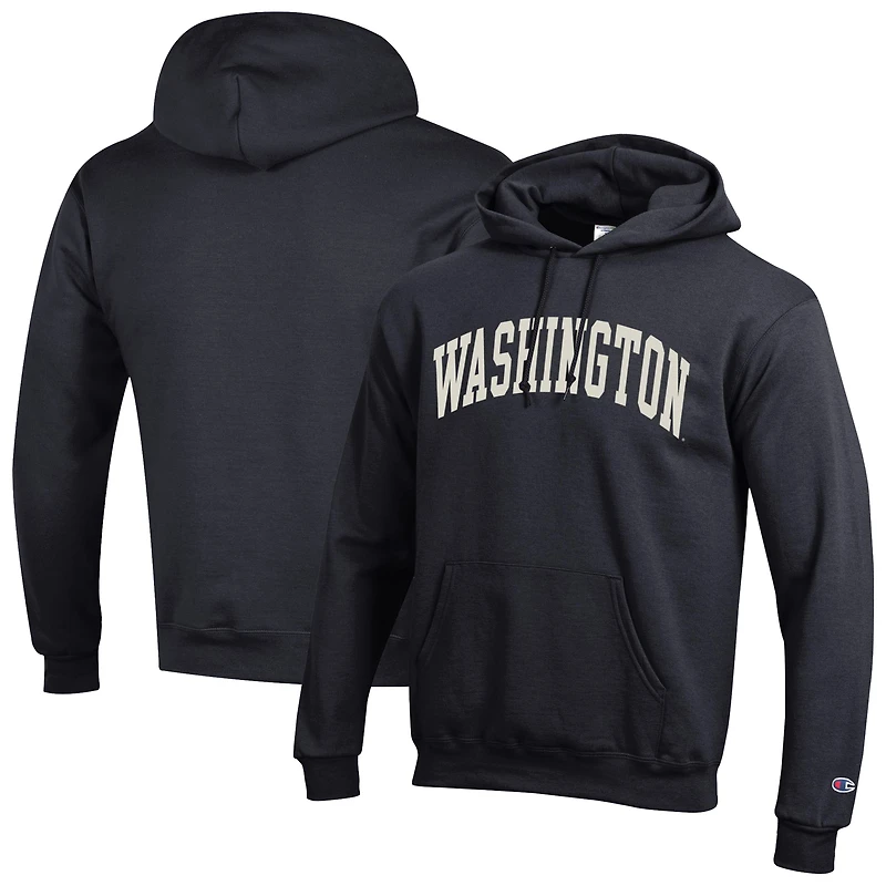 Sweat à capuche en polaire Champion Black Washington Huskies Basic Arch pour homme