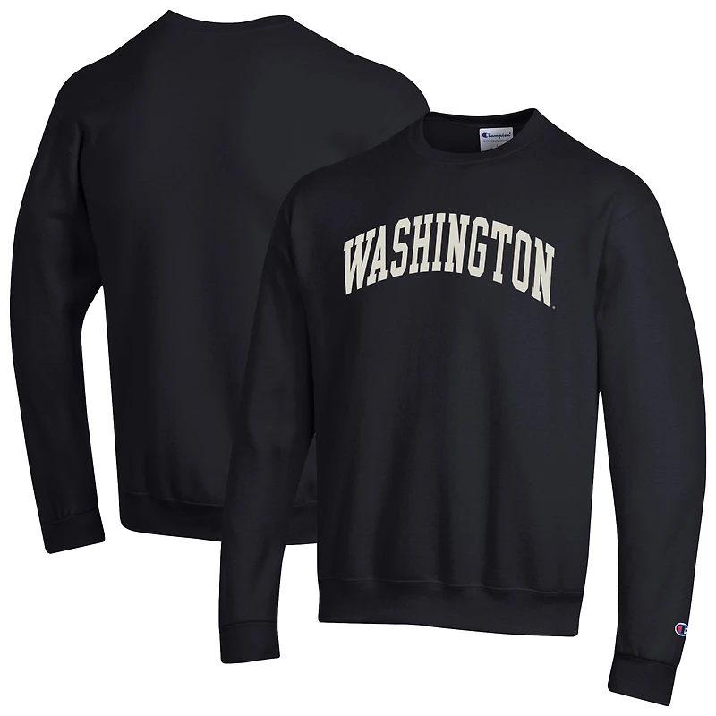 Sweat-shirt en polaire Champion Black Washington Huskies Basic Arch pour homme