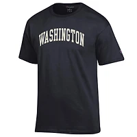 Men's Champion  Black Washington Huskies Basic Arch T-Shirt