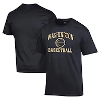 Men's Champion Black Washington Huskies Basketball Icon T-Shirt