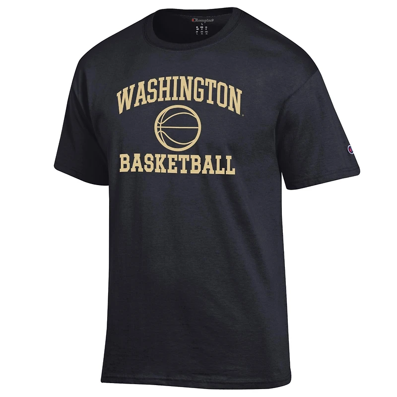 Men's Champion Black Washington Huskies Basketball Icon T-Shirt