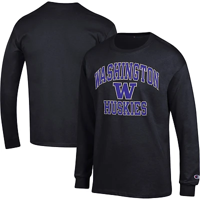 Men's Champion Black Washington Huskies High Motor Long Sleeve T-Shirt
