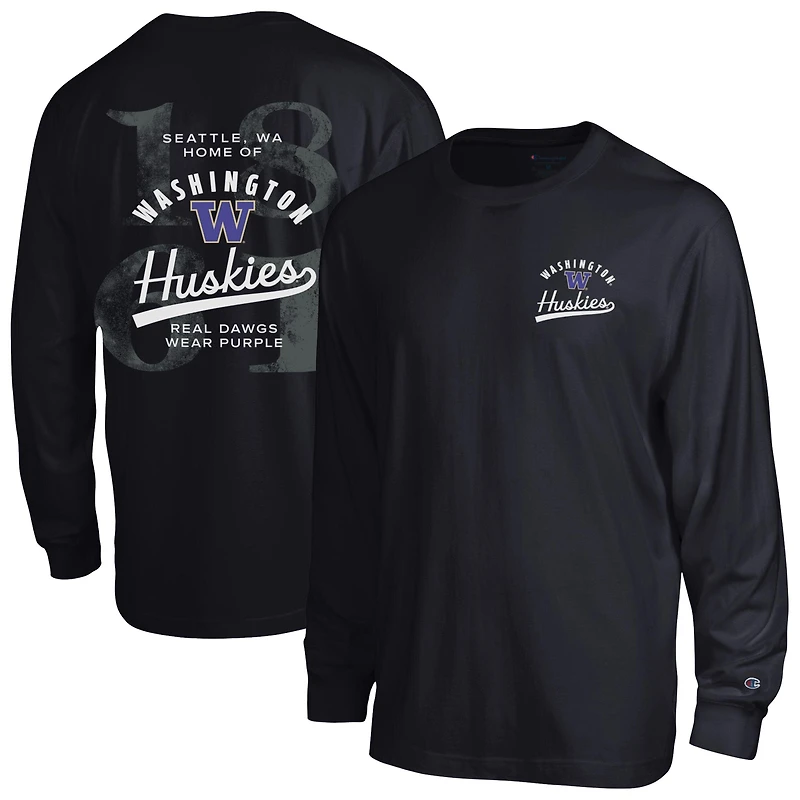 T-shirt à manches longues plastifié Champion Black Washington Huskies All-Star pour homme