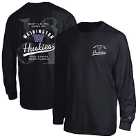T-shirt à manches longues plastifié Champion Black Washington Huskies All-Star pour homme