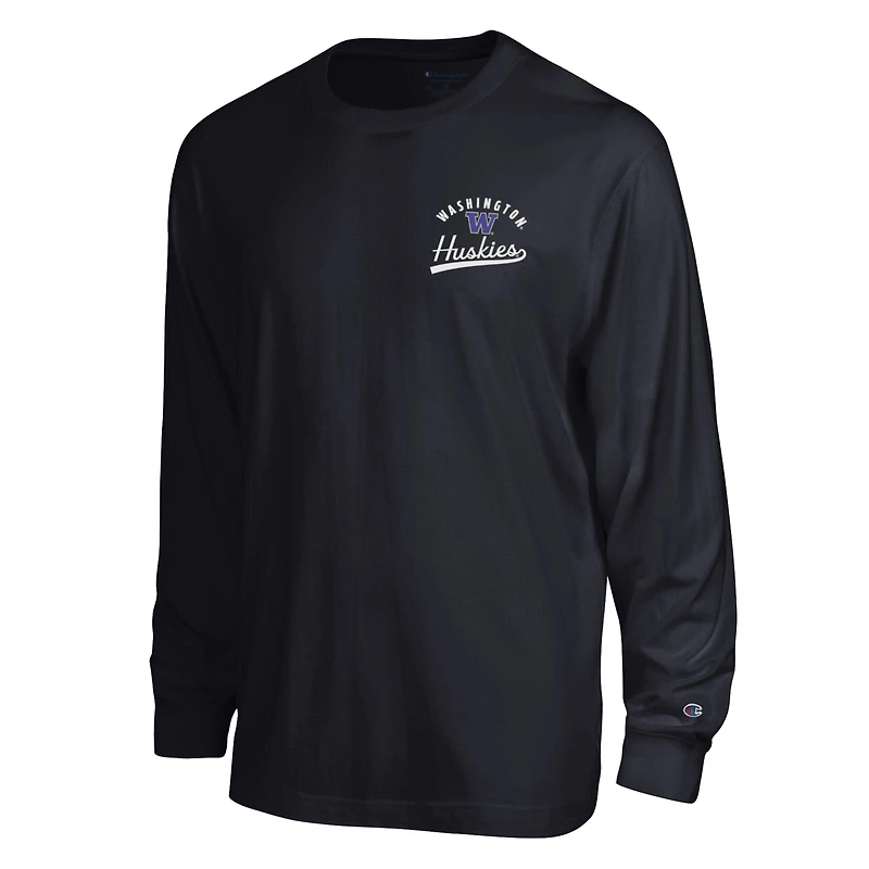 T-shirt à manches longues plastifié Champion Black Washington Huskies All-Star pour homme