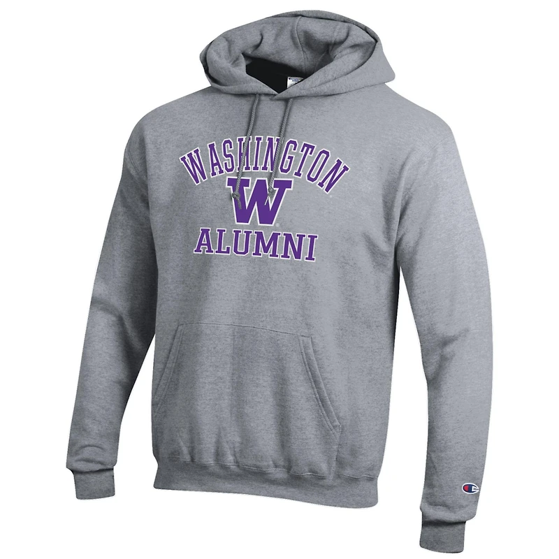 Sweat à capuche gris Champion pour homme avec logo des anciens Washington Huskies