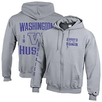 Men's Champion  Gray Washington Huskies Varsity Powerblend Full-Zip Fleece Hoodie