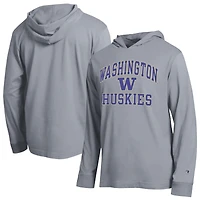 Men's Champion  Heather Gray Washington Huskies High Motor All-Star Long Sleeve Hooded T-Shirt