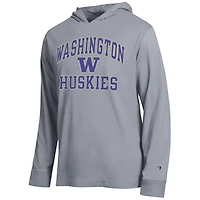 T-shirt à capuche manches longues Champion Heather Gray Washington Huskies High Motor All-Star pour homme