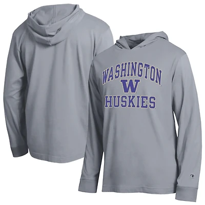 Men's Champion  Heather Gray Washington Huskies High Motor All-Star Long Sleeve Hooded T-Shirt