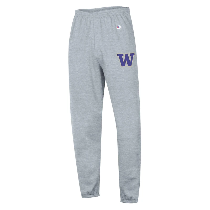 Men's Champion Heather Gray Washington Huskies Powerblend Banded Fleece Sweatpants