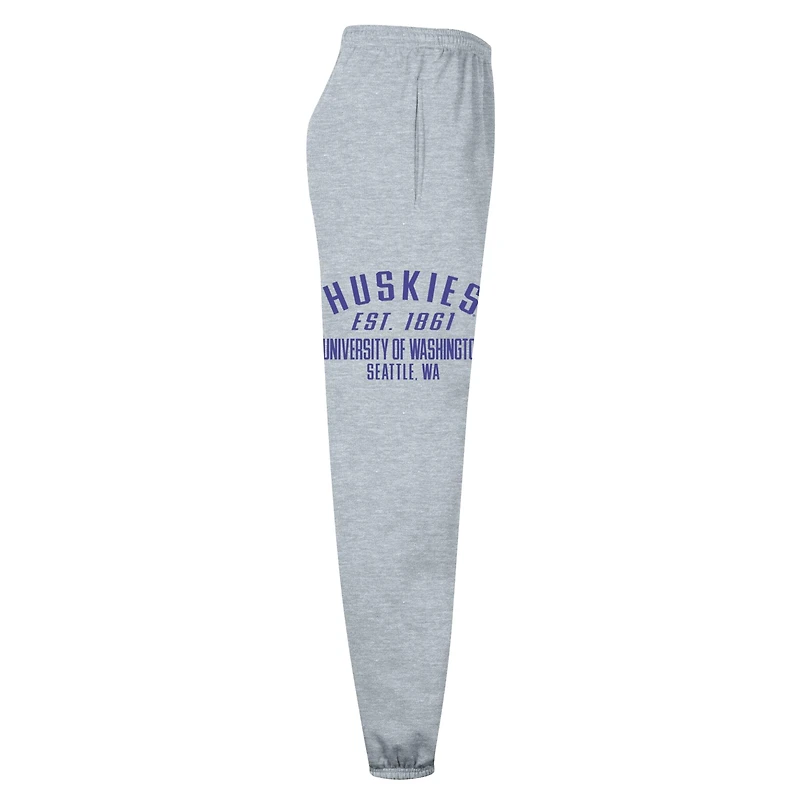 Men's Champion Heather Gray Washington Huskies Powerblend Banded Fleece Sweatpants