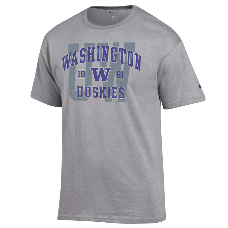 Men's Champion Heather Gray Washington Huskies Varsity T-Shirt