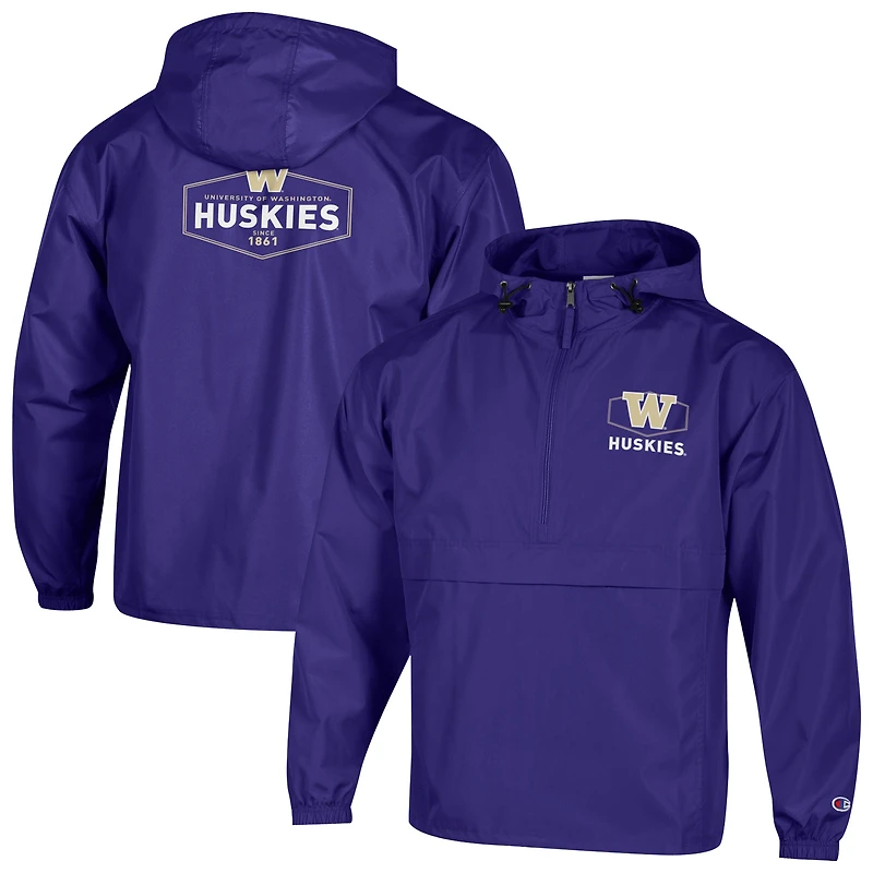 Men's Champion Purple Washington Huskies Delay Packable Half-Zip Jacket