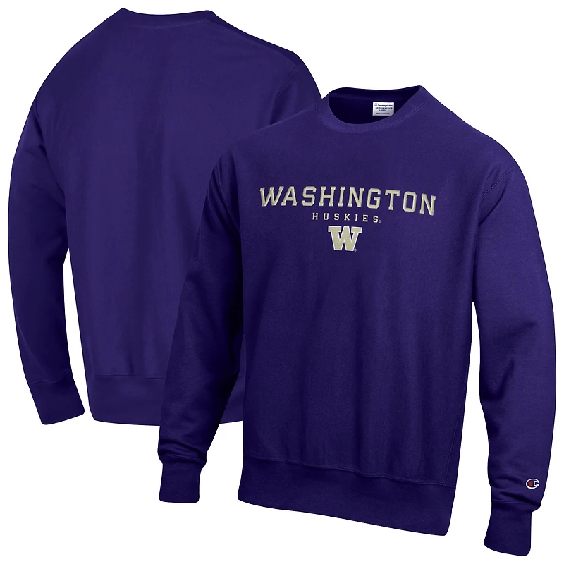 Sweat-shirt Champion violet Washington Huskies Relentless Reverse Weave pour homme