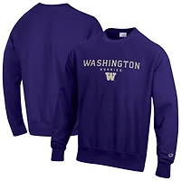 Sweat-shirt Champion violet Washington Huskies Relentless Reverse Weave pour homme
