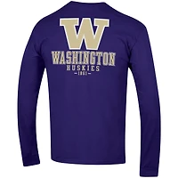 Men's Champion Purple Washington Huskies Team Stack Long Sleeve T-Shirt