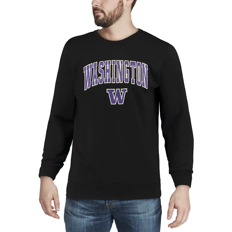 Colosseum Black Washington Huskies Sweat-shirt à col rond et logo pour homme