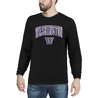 Colosseum Black Washington Huskies Sweat-shirt à col rond et logo pour homme