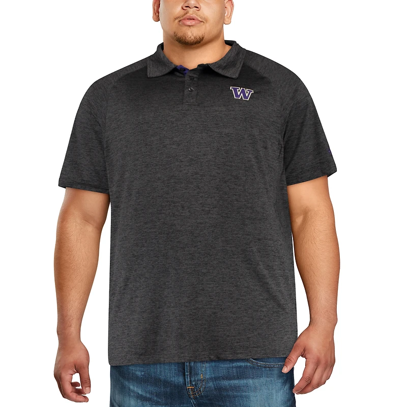 Men's Colosseum Black Washington Huskies Big & Tall Down Swing Polo