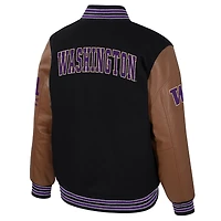 Veste universitaire à boutons-pression complète Washington Huskies Letterman Colosseum noire pour homme