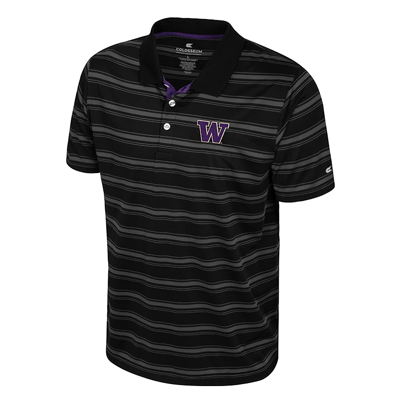 Men's Colosseum Black Washington Huskies Milk Steak Polo