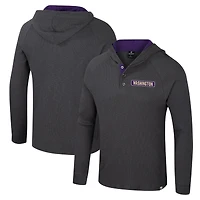 T-shirt à capuche manches longues Henley Dujour Ralgan pour homme, anthracite, Washington Huskies