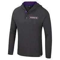T-shirt à capuche manches longues Henley Dujour Ralgan pour homme, anthracite, Washington Huskies