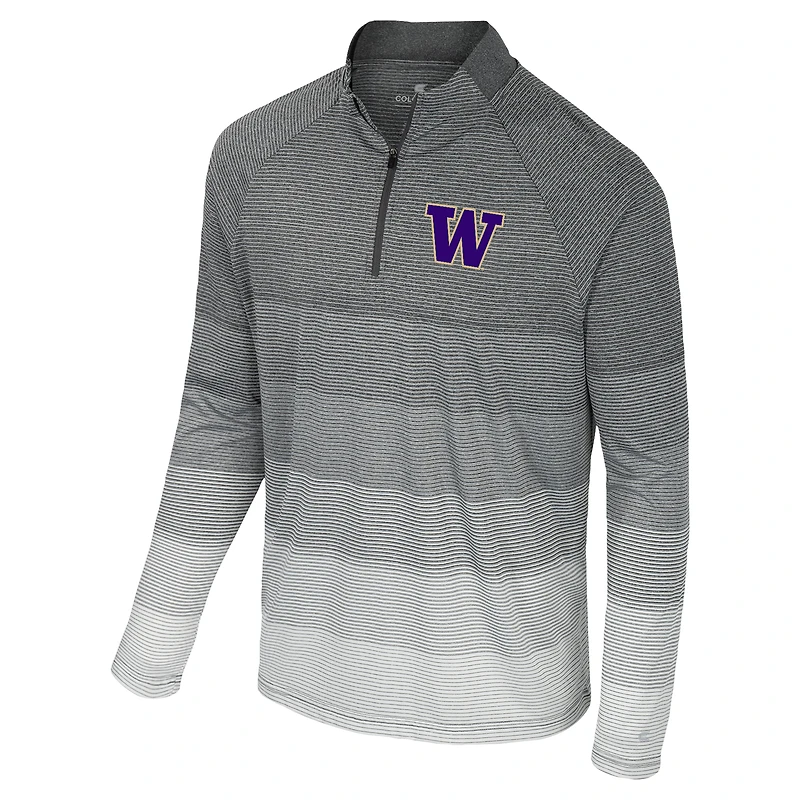 Coupe-vent raglan à glissière quart de tour en maille rayée AI Washington Huskies gris Colosseum pour hommes