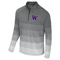 Coupe-vent raglan à glissière quart de tour en maille rayée AI Washington Huskies gris Colosseum pour hommes