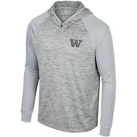 Haut à capuche Cybernetic Raglan quart de zip pour hommes, gris Colosseum, Washington Huskies