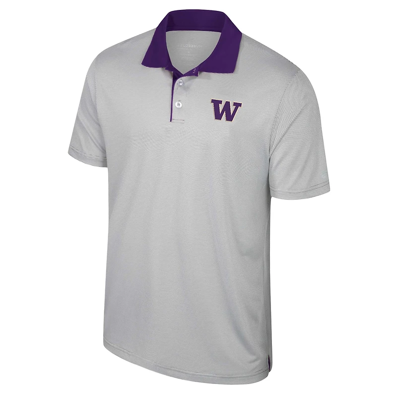 Polo à rayures Tuck pour hommes, gris Colosseum, Washington Huskies