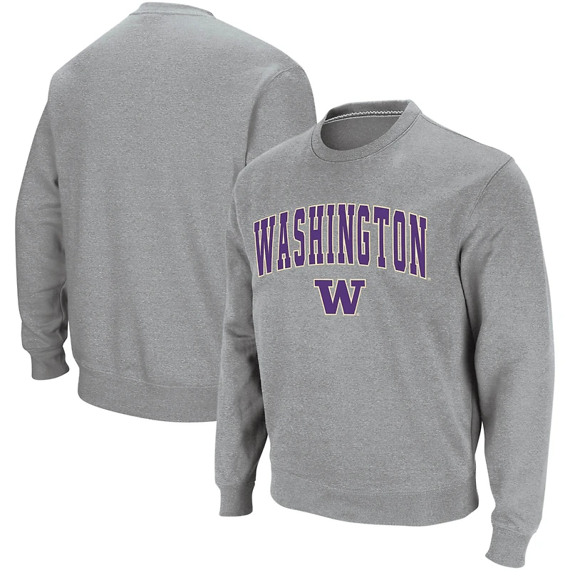Sweat-shirt à col rond avec logo et arc des Washington Huskies Colosseum gris chiné pour hommes