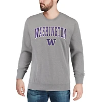 Sweat-shirt à col rond avec logo et arc des Washington Huskies Colosseum gris chiné pour hommes