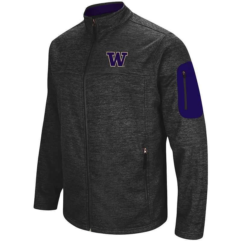 Men's Colosseum Heathered Charcoal Washington Huskies Anchor Full-Zip Jacket