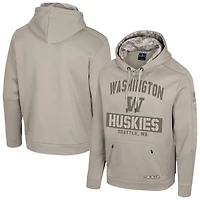 Men's Colosseum Oatmeal Washington Huskies Big & Tall Operation Hat Trick Battalion Hoodie Sweatshirt