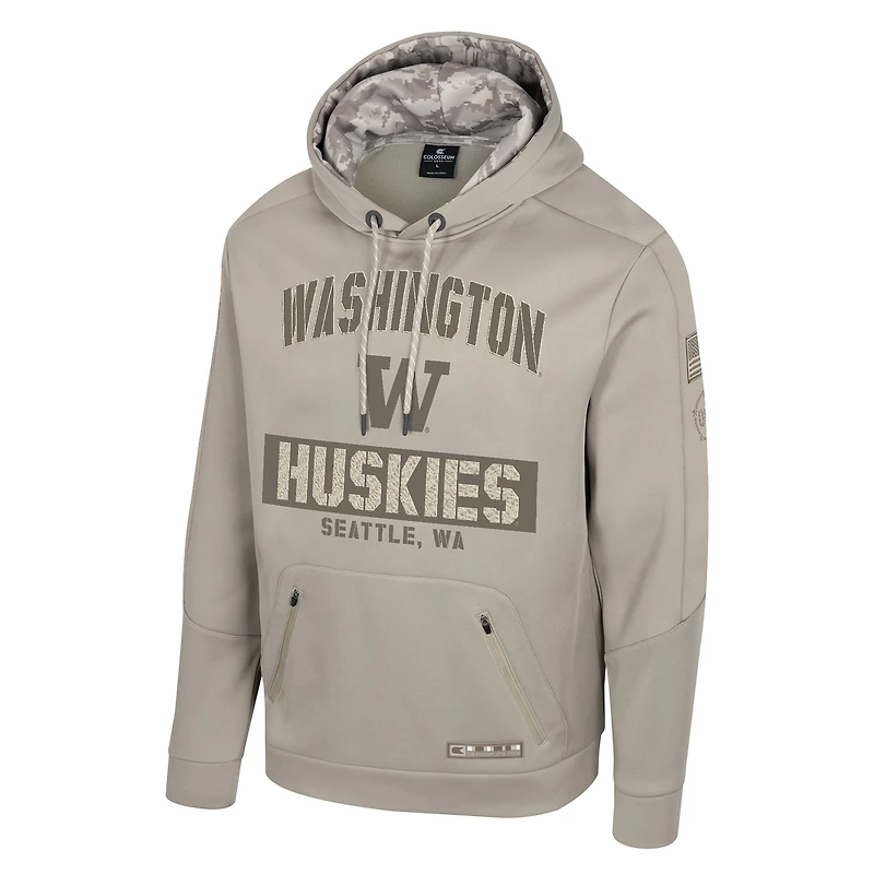 Sweat à capuche pour homme Colosseum Oatmeal Washington Huskies Big & Tall Operation Hat Trick Battalion